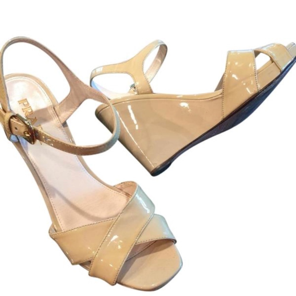 SALE!! Reduced: Prada Wedges - Nude Patent Leather