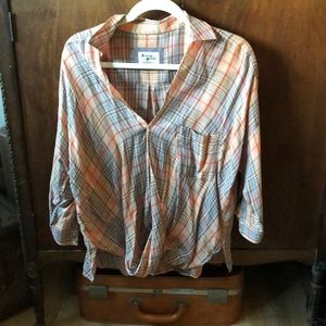 Anthropologie twist front plaid shirt
