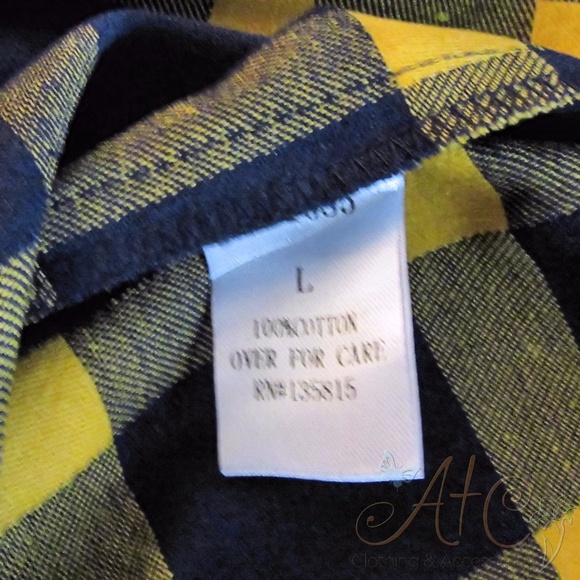 Toffee Mocha Blue and Yellow Plaid Button Up Shirt - Picture 5 of 5