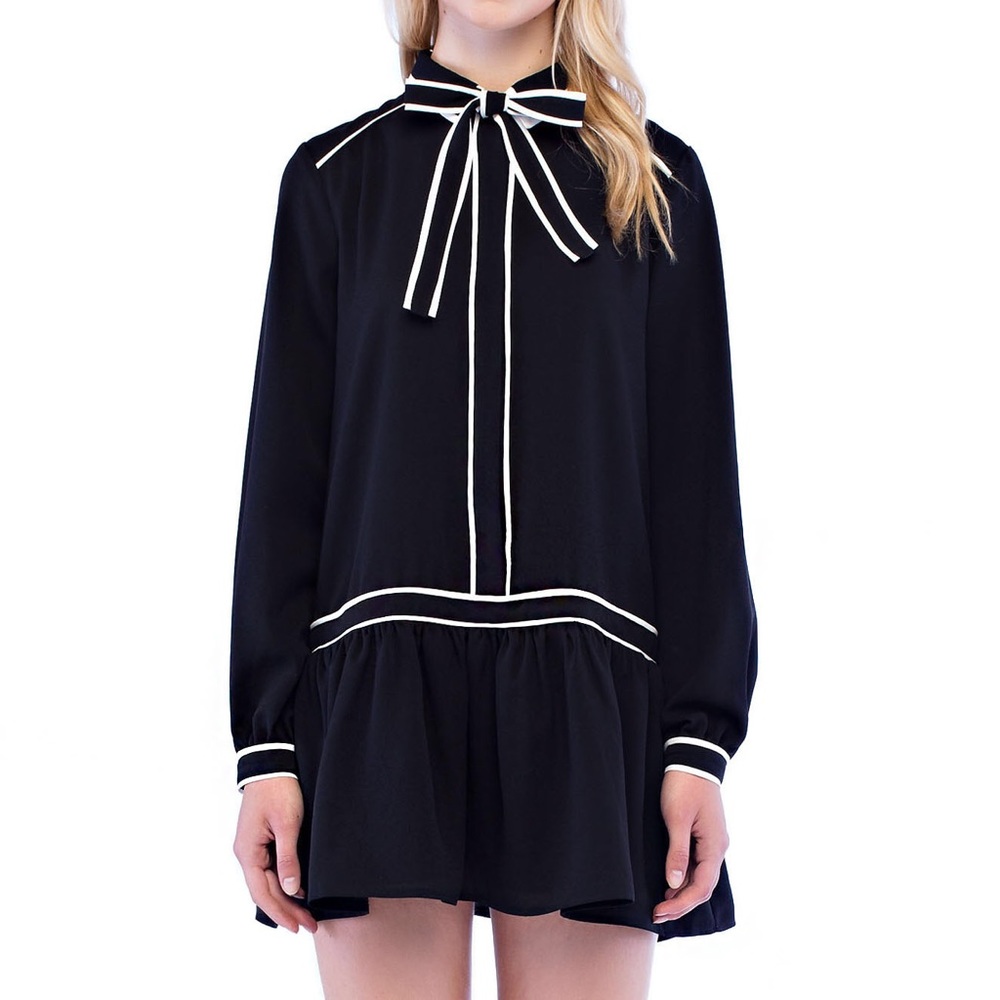 Black Mini Dress with Tie