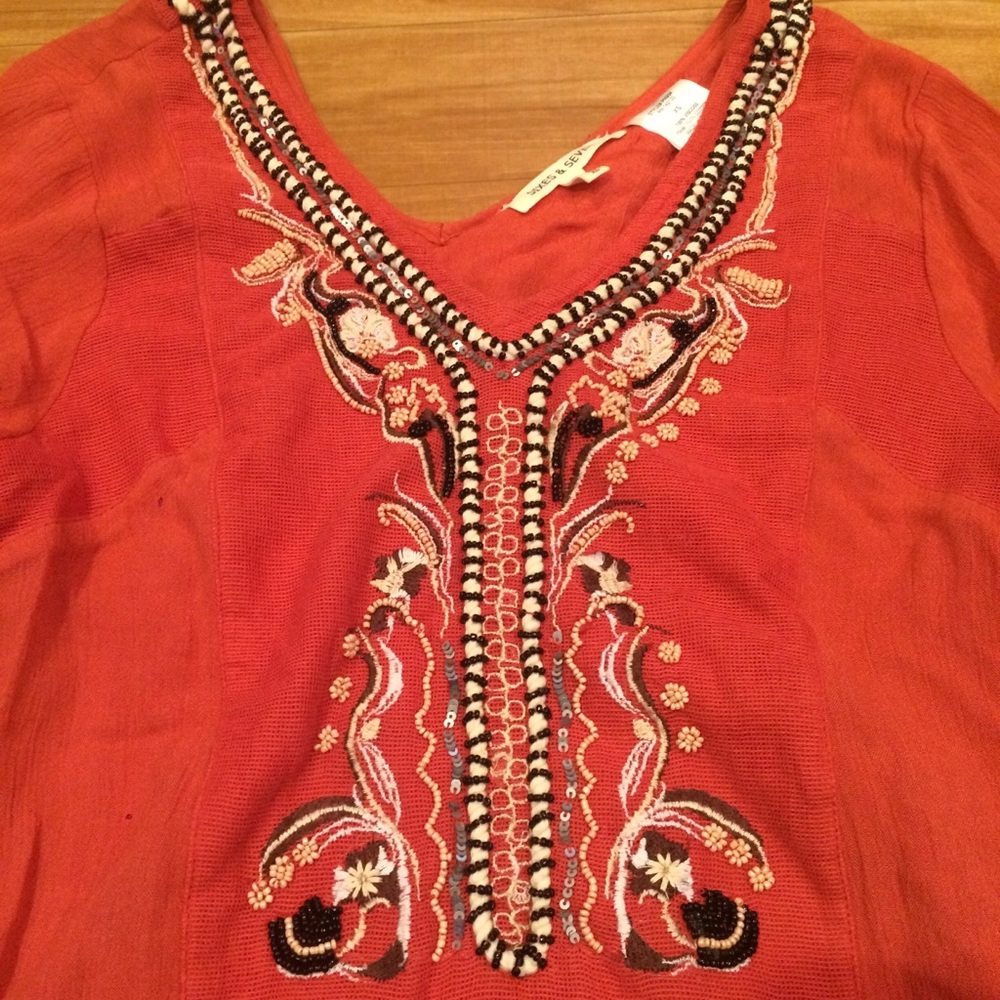 Embellished long sleeve blouse