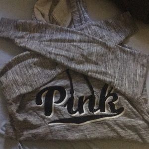 VS pink grey pull over hoodie
