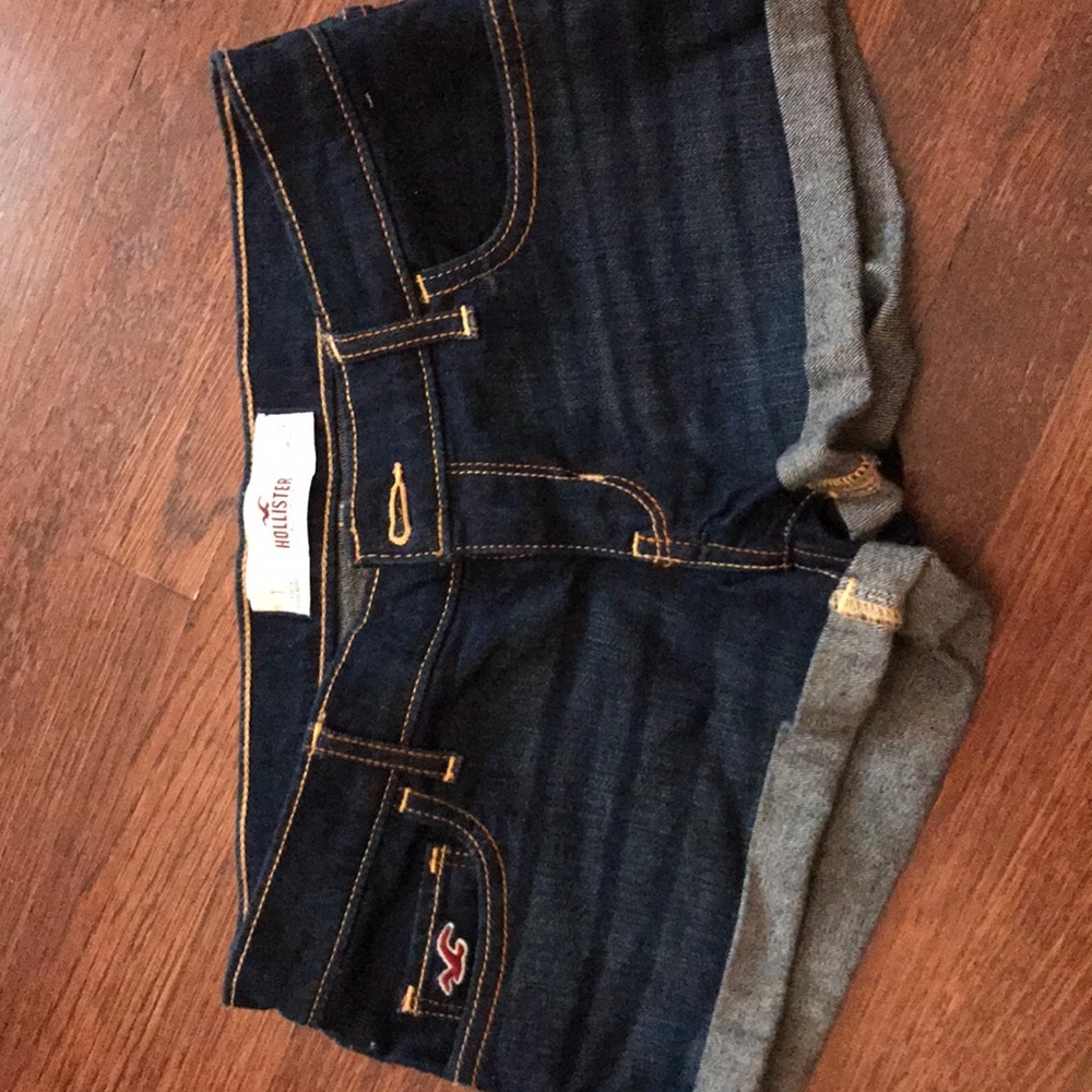 Dark wash denim shorts