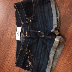 Dark wash denim shorts
