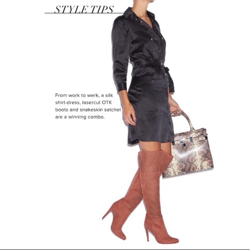 NIB Shoe Dazzle Navy Laser-cut Over The Knee Boots - Picture 14 of 14