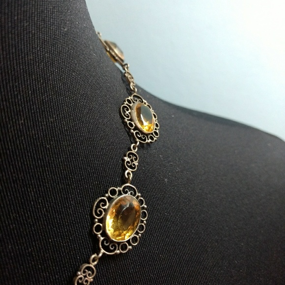 ✴️Vtg. Art Deco Filigree Czech Glass Necklace - Picture 4 of 7
