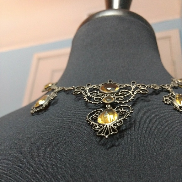 ✴️Vtg. Art Deco Filigree Czech Glass Necklace - Picture 5 of 7