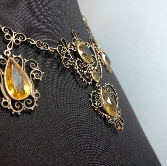 ✴️Vtg. Art Deco Filigree Czech Glass Necklace - Picture 6 of 7