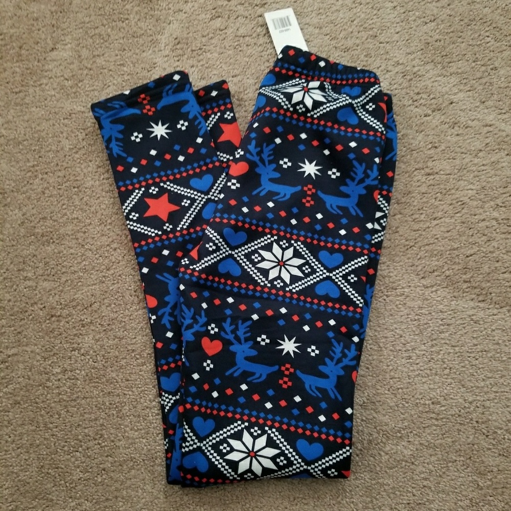 NWT Blue Reindeer "fur-lined" leggings