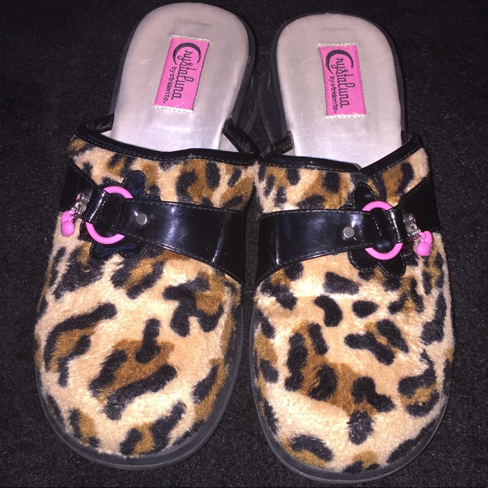 GIRLS CRYSTALUNA STRIDE RITE Leopard Mule Slip On - Picture 2 of 4
