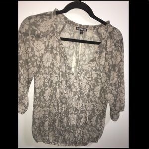 Sheer Patterned Peasant Blouse