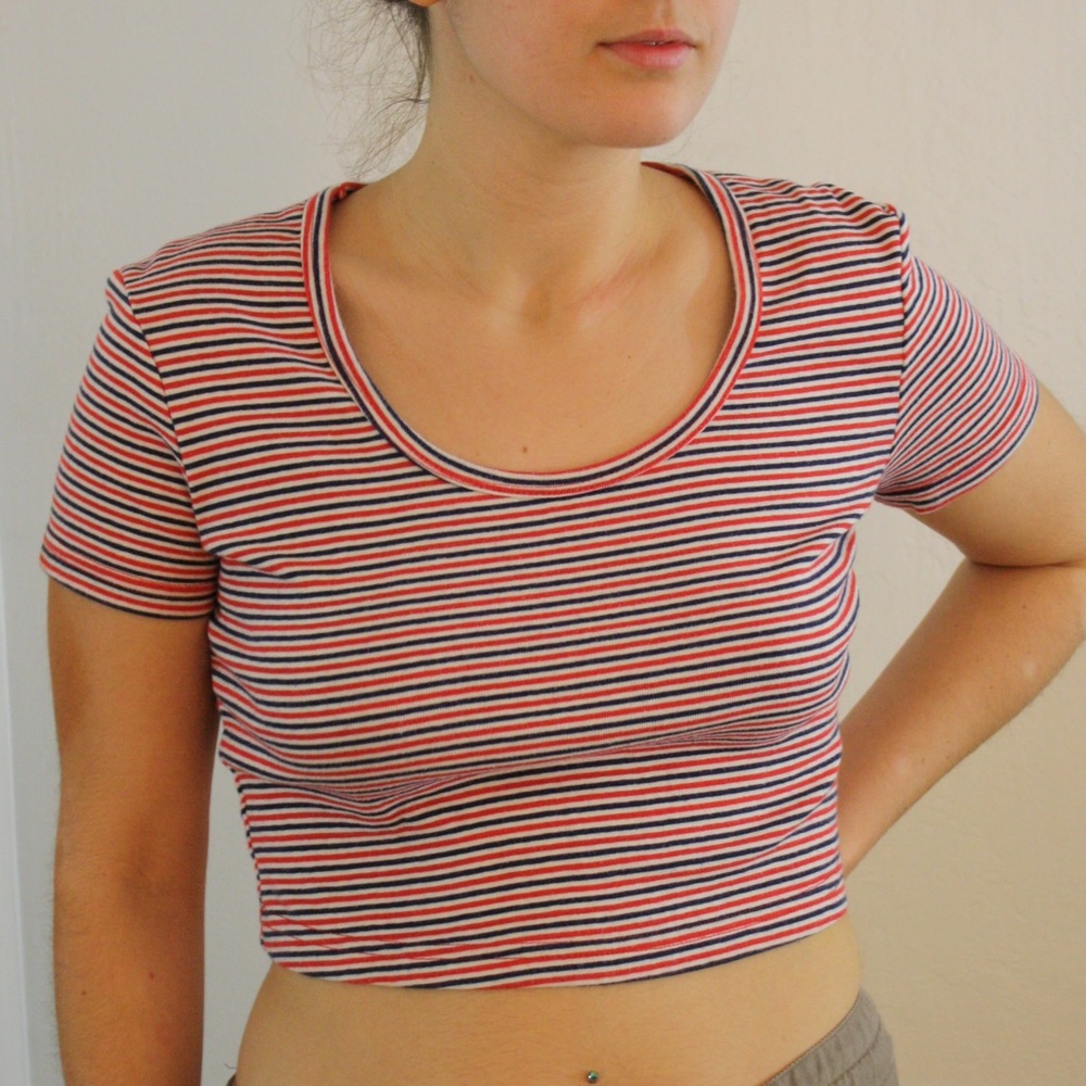 Classic American Apparel Red White Blue Crop Top