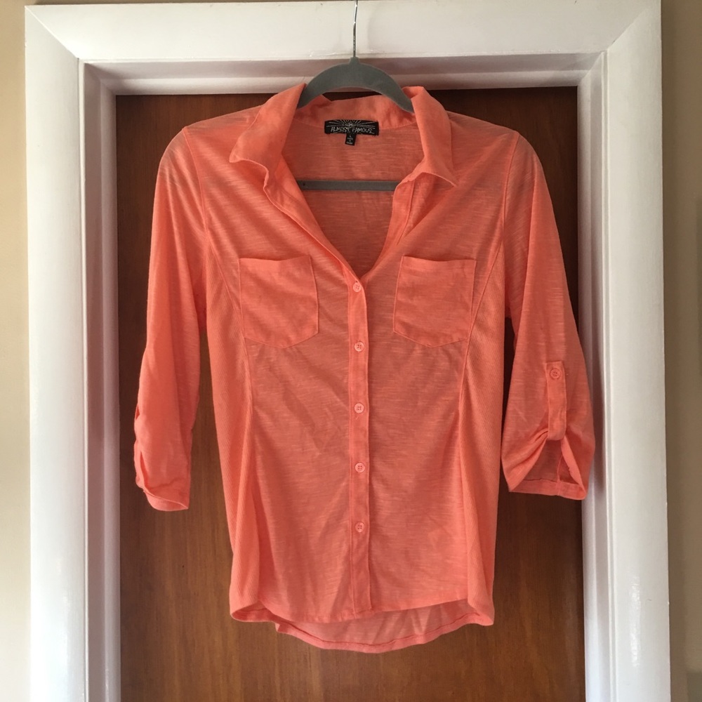 Almost Famous 3/4 Sleeve Salmon Top