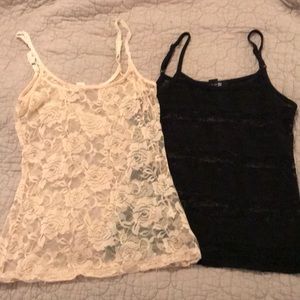 2 Lace Tank Tops - Cream & Black
