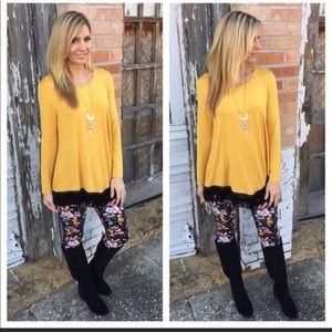 Beyond Basic Mustard fringed tunic