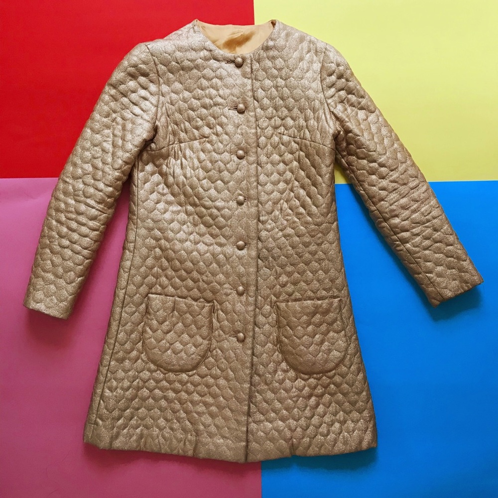 Vintage 60s Mod Lamé Gold Coat