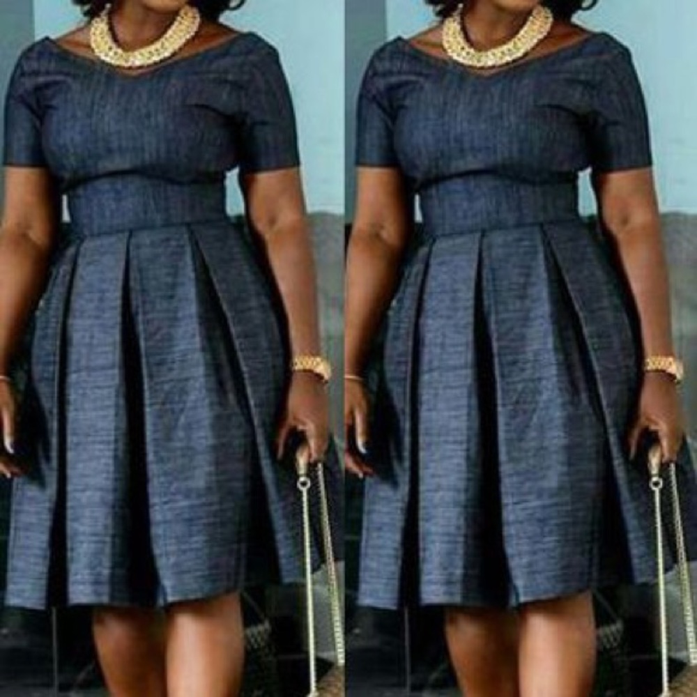 Band Waist Short Sleeve Pleated Dress