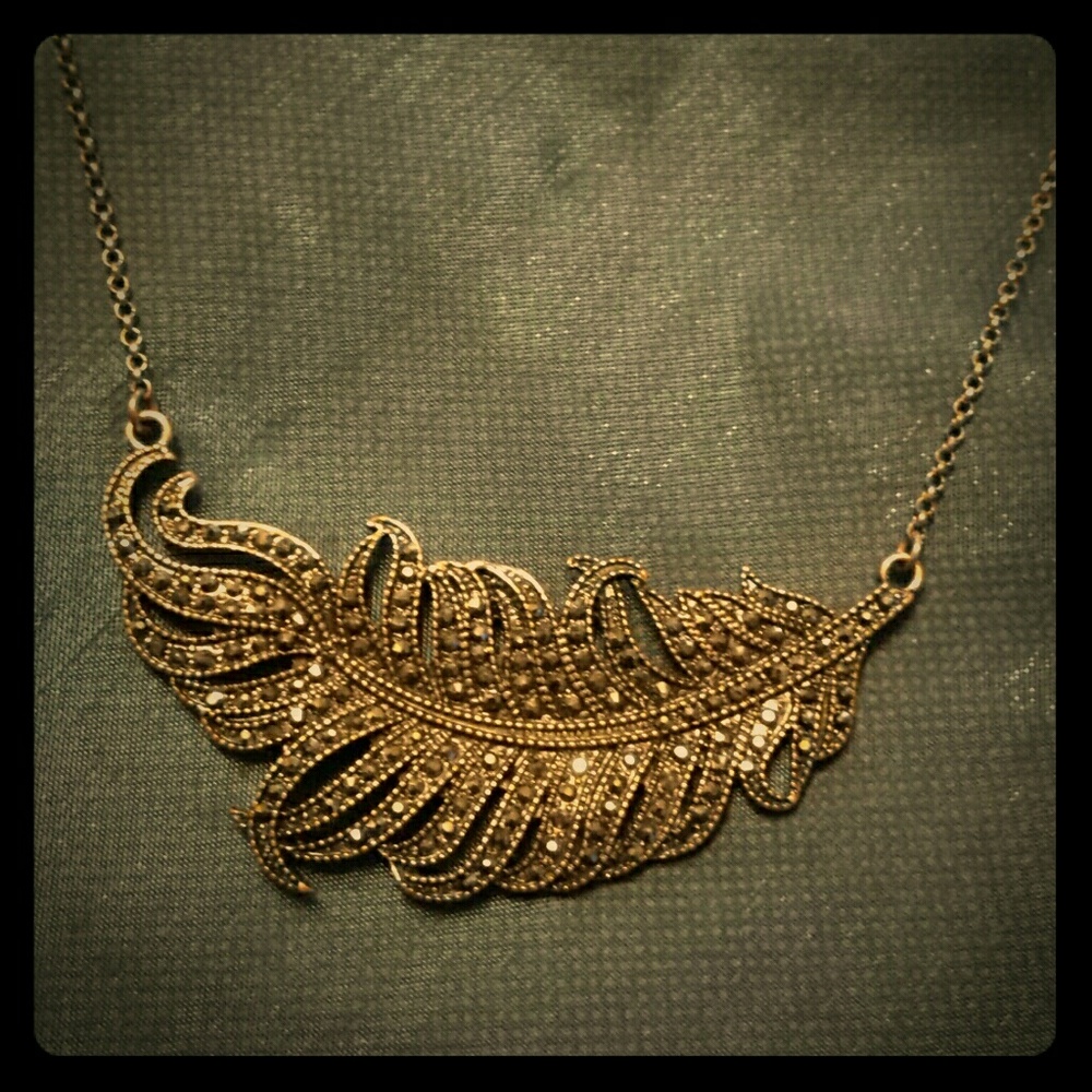 Copper feather necklace