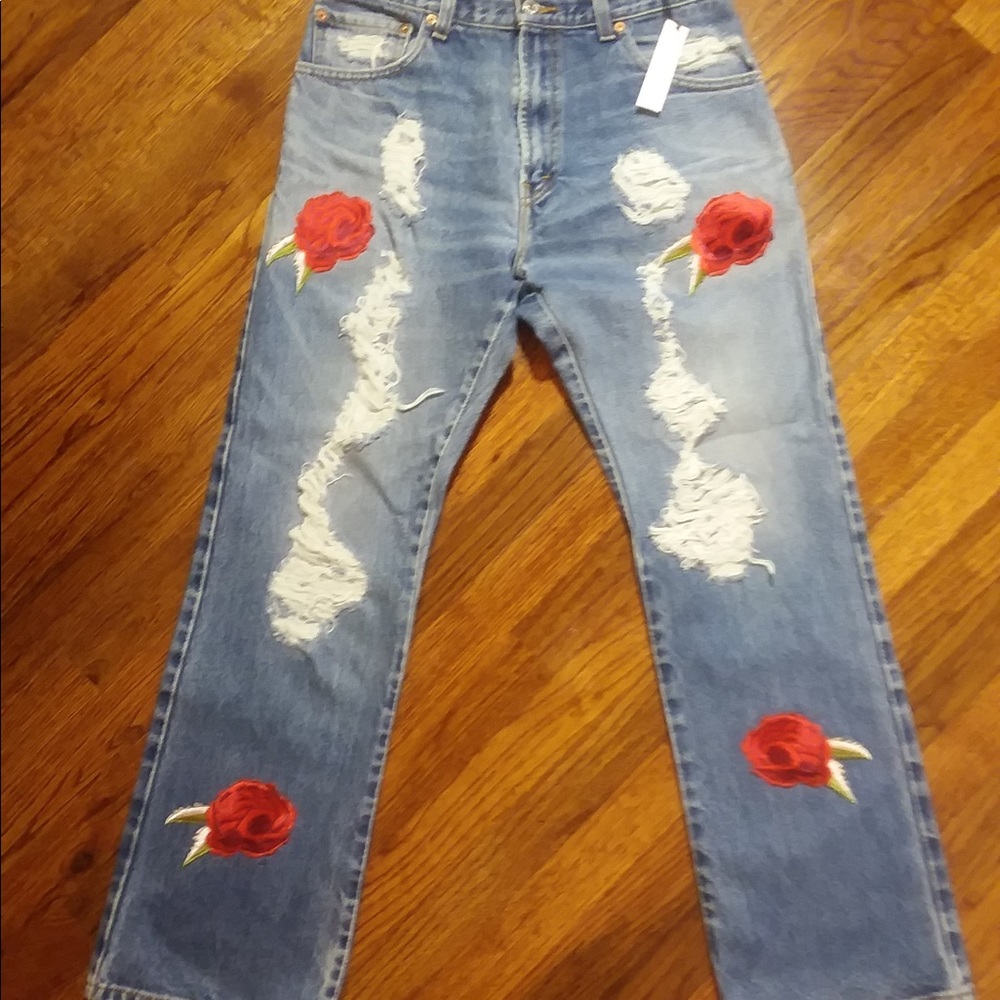Nasty Gal After Party Destroyed Levis Floral 32 - Picture 2 of 8