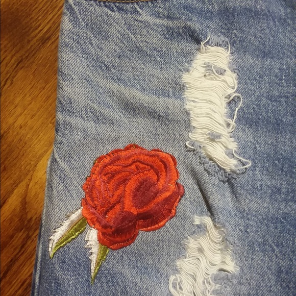 Nasty Gal After Party Destroyed Levis Floral 32 - Picture 4 of 8