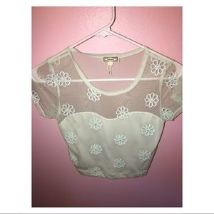 Pacsun cropped mint floral top