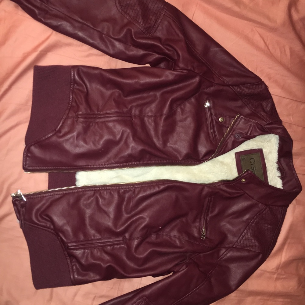 Maroon leather jacket