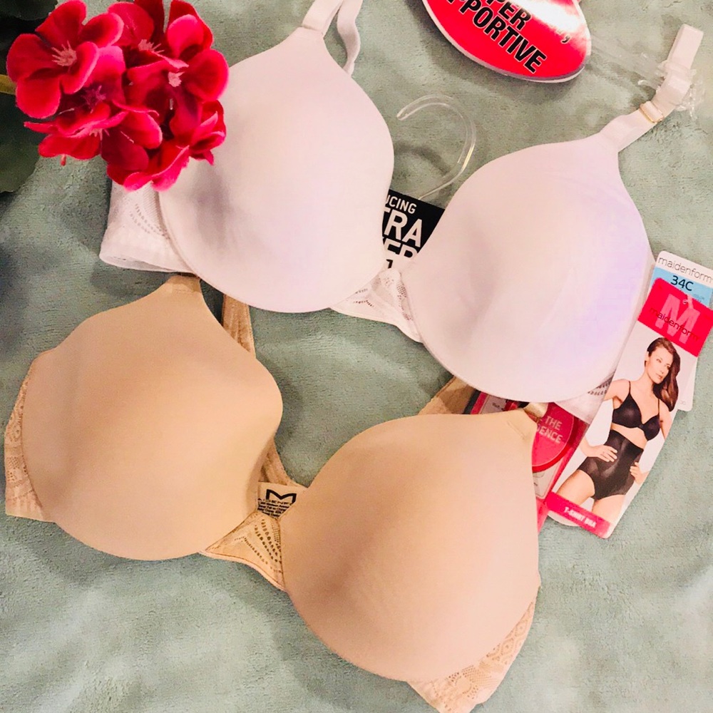 2 NWT 34C MAIDENFORM BRA (White & Nude)