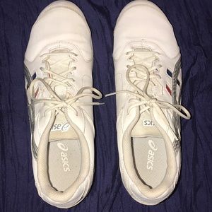 White ASICS cheer shoes