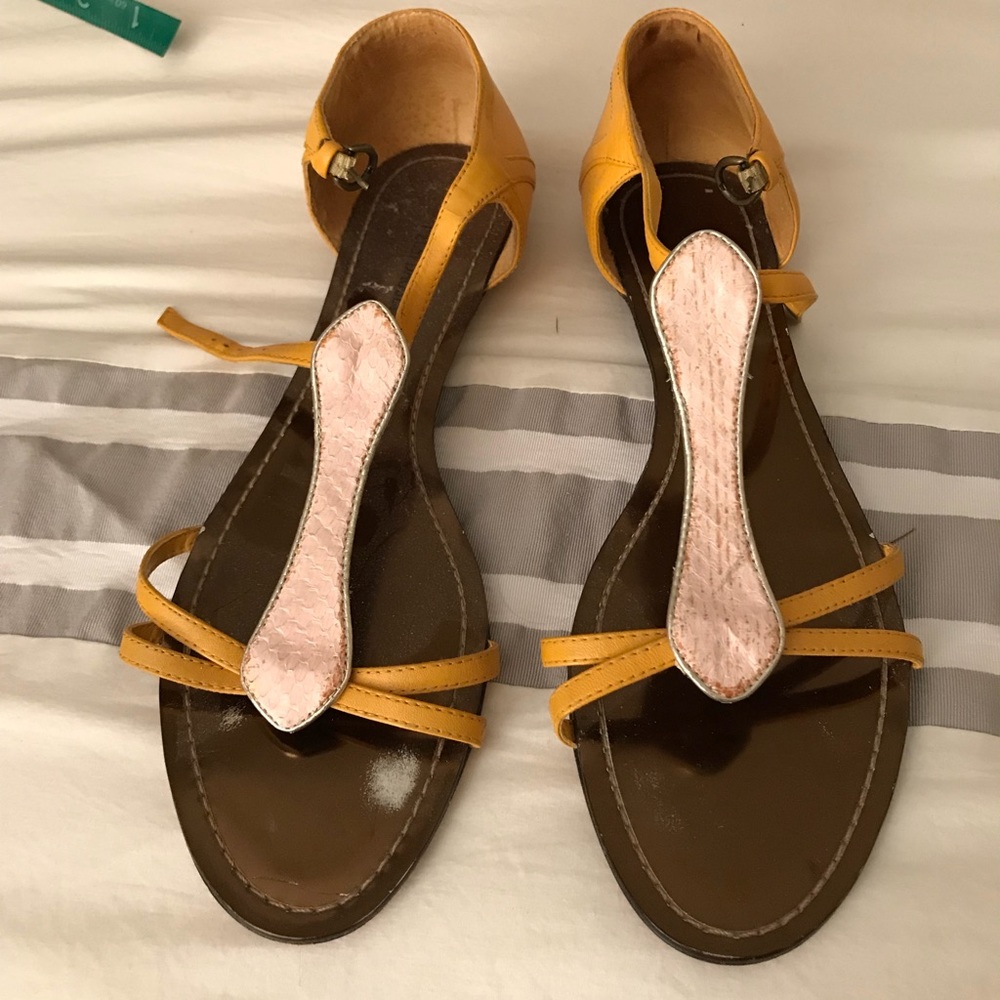 Kelsi Dagger mustard and python sandals size 8.5