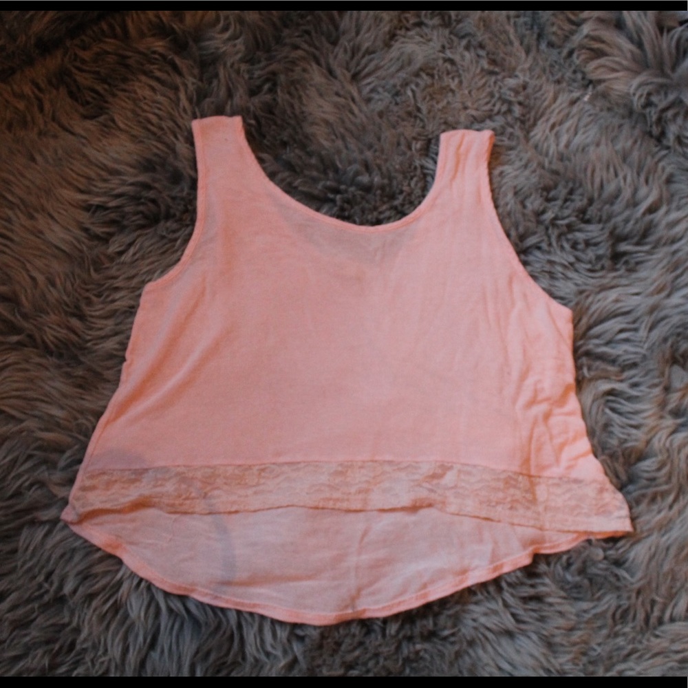Pink Crop To With Lace Trim