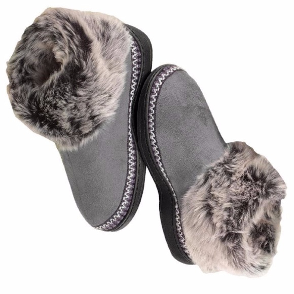 Gray Soft Cozy Fuzzy Clog Slipper Bootie - Picture 2 of 4