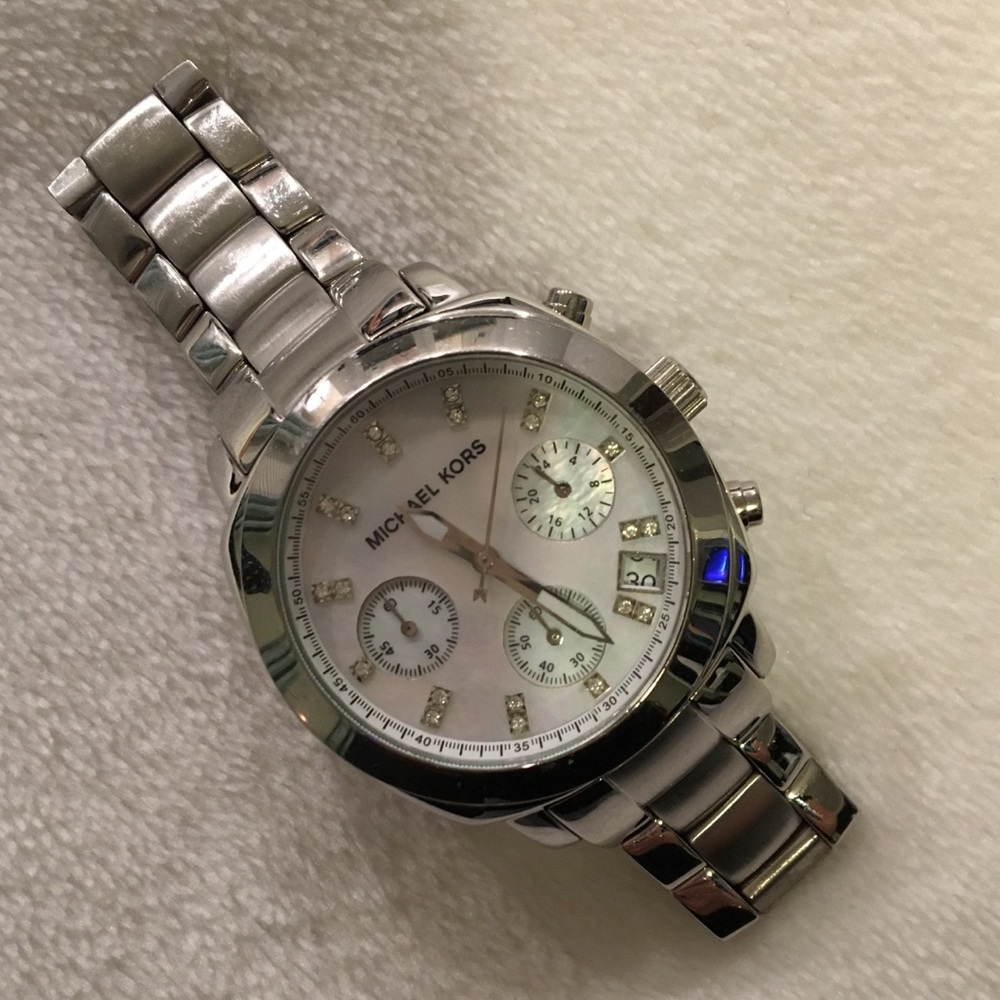 Michael Kors Silver Watch with Diamond Detail