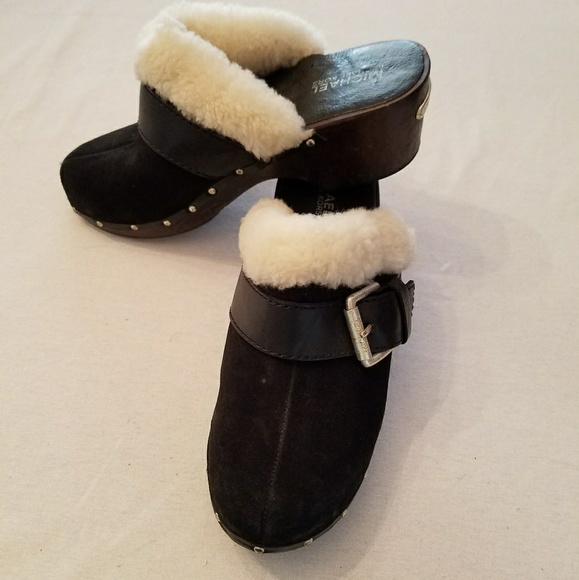 Michael Kors Shoes - Michael Kors suede clogs with shearling trim