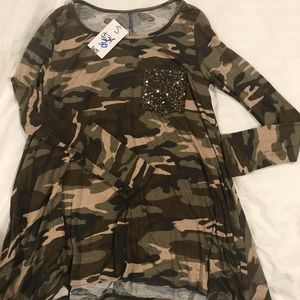 Camo shirt with sparkle pocket
