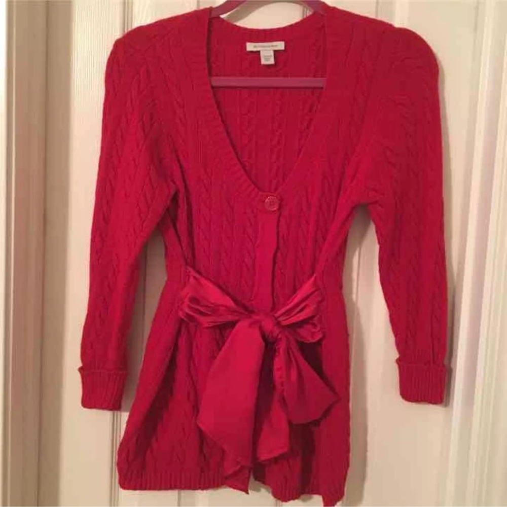 Boston proper red button bow tie sweater