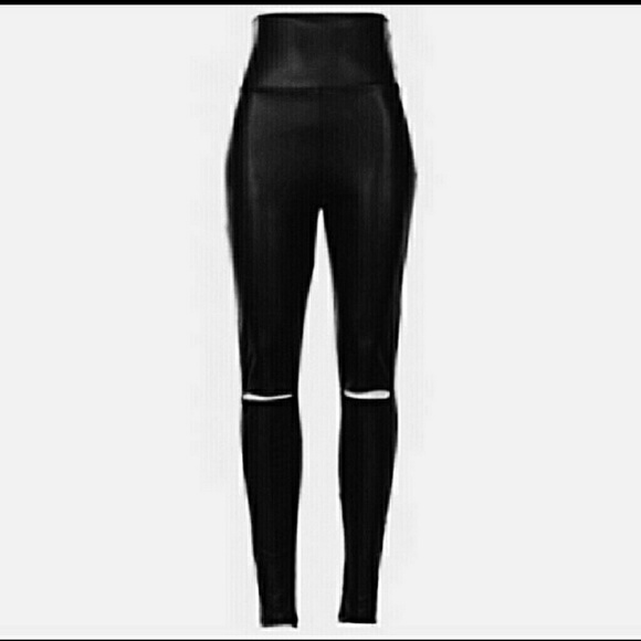 Faux Leather Split Knee Leggings - Picture 5 of 5