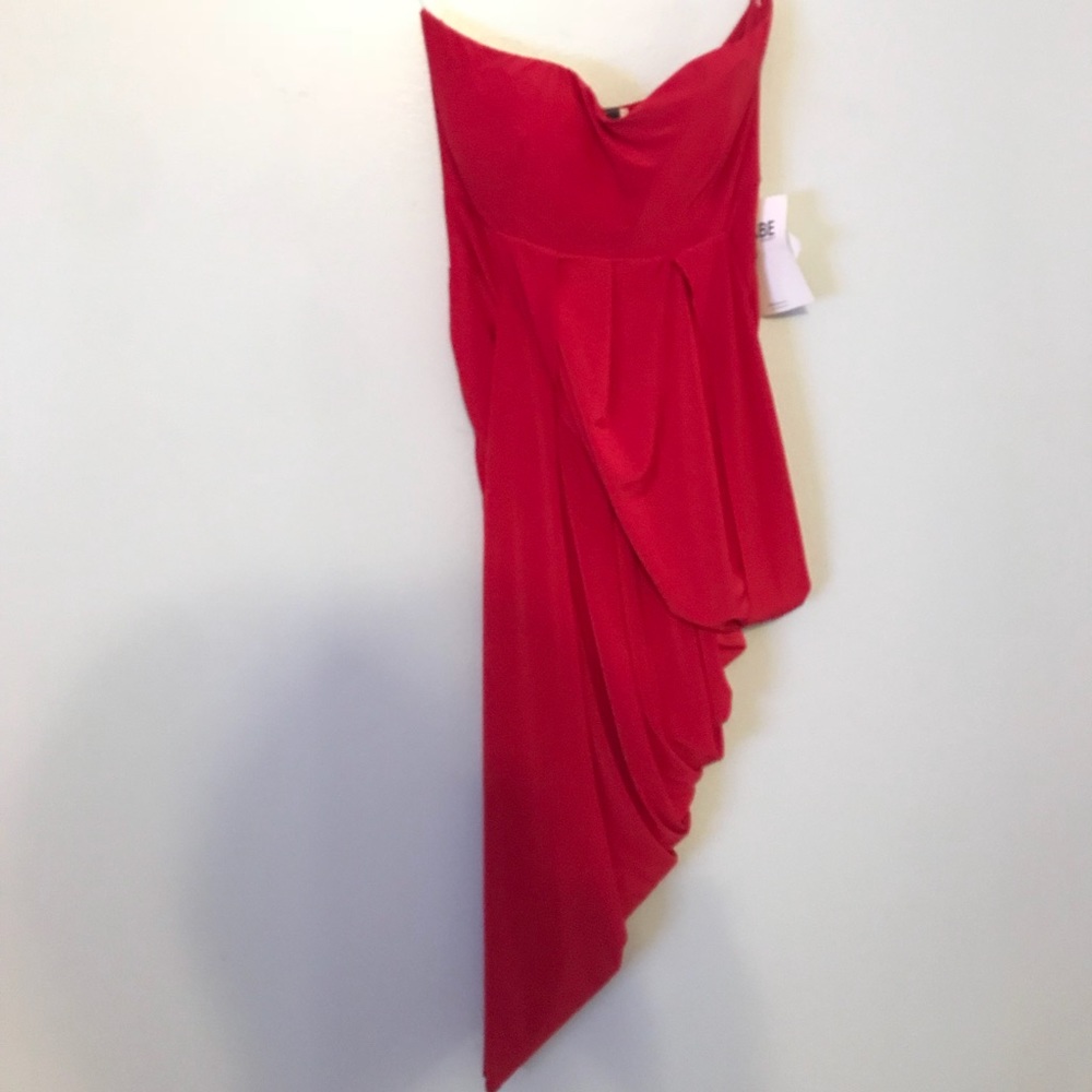 Red evening mini one shoulder dress