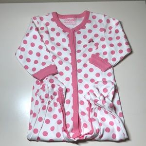 NEW Coccoli Baby Girl Pink White Polka Dot Footie