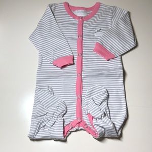 NEW Coccoli Baby Girl Gray & Pink Stripe Footie