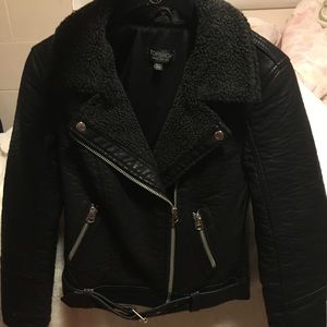 🎉HP! Topshop Black Leather Jacket