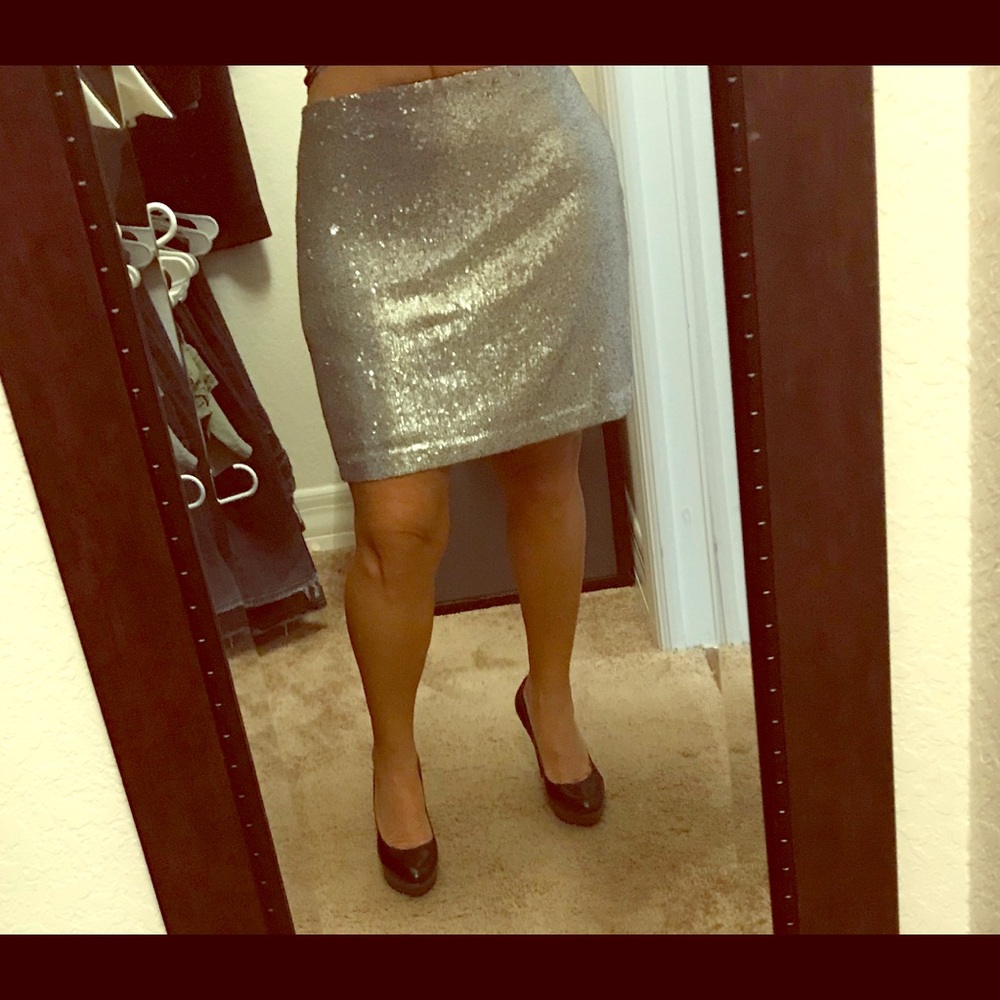WHBM sequined silver skirt