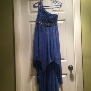 Royal Blue Sparkly Formal High Low Dress!!