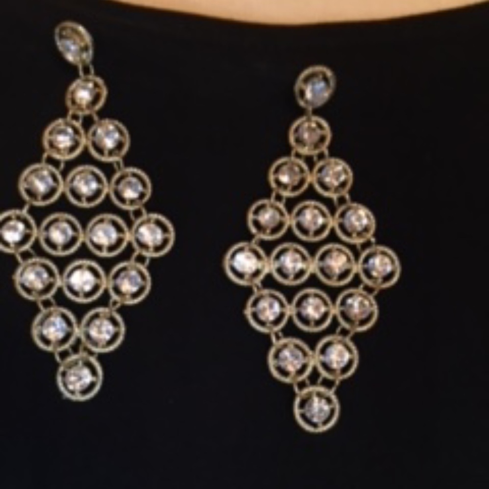Progressive waterfall gold and rhinestone earrings