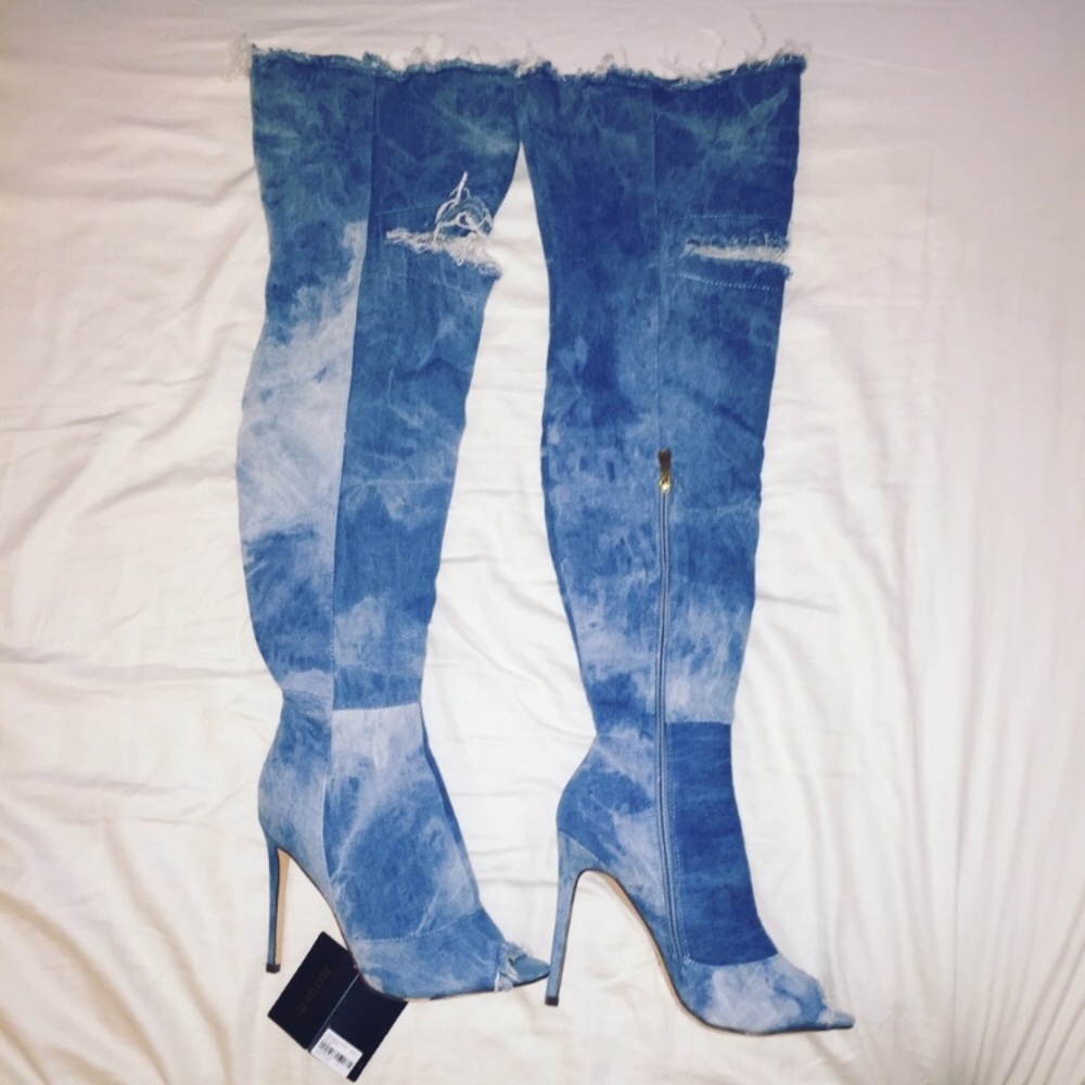 🔥Denim Thigh High Boots🔥