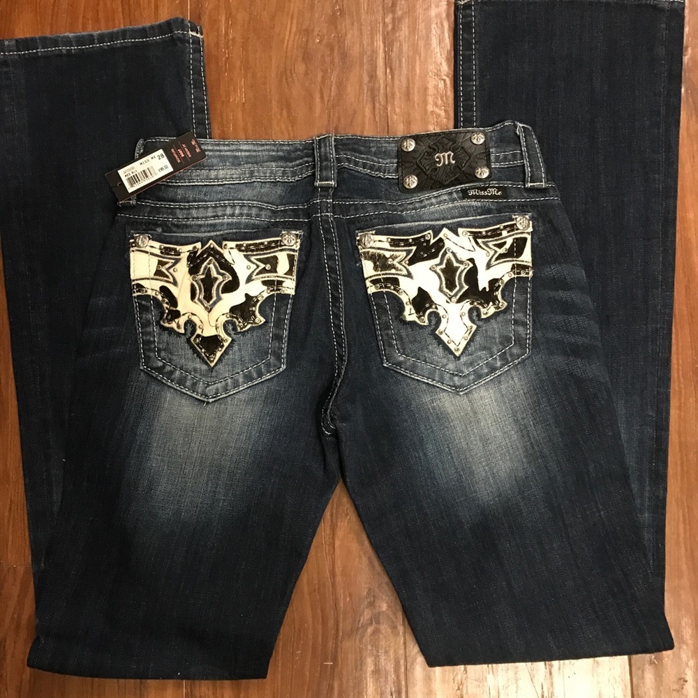 Miss me boot cut jeans with cow hide in pockets