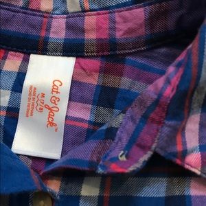 Cat and Jack Shirts & Tops - Cat and Jack girls size 7-8 plaid button up shirt Cat and Jack Shirts & Tops - Cat and Jack girls size 7-8 plaid button up shirt