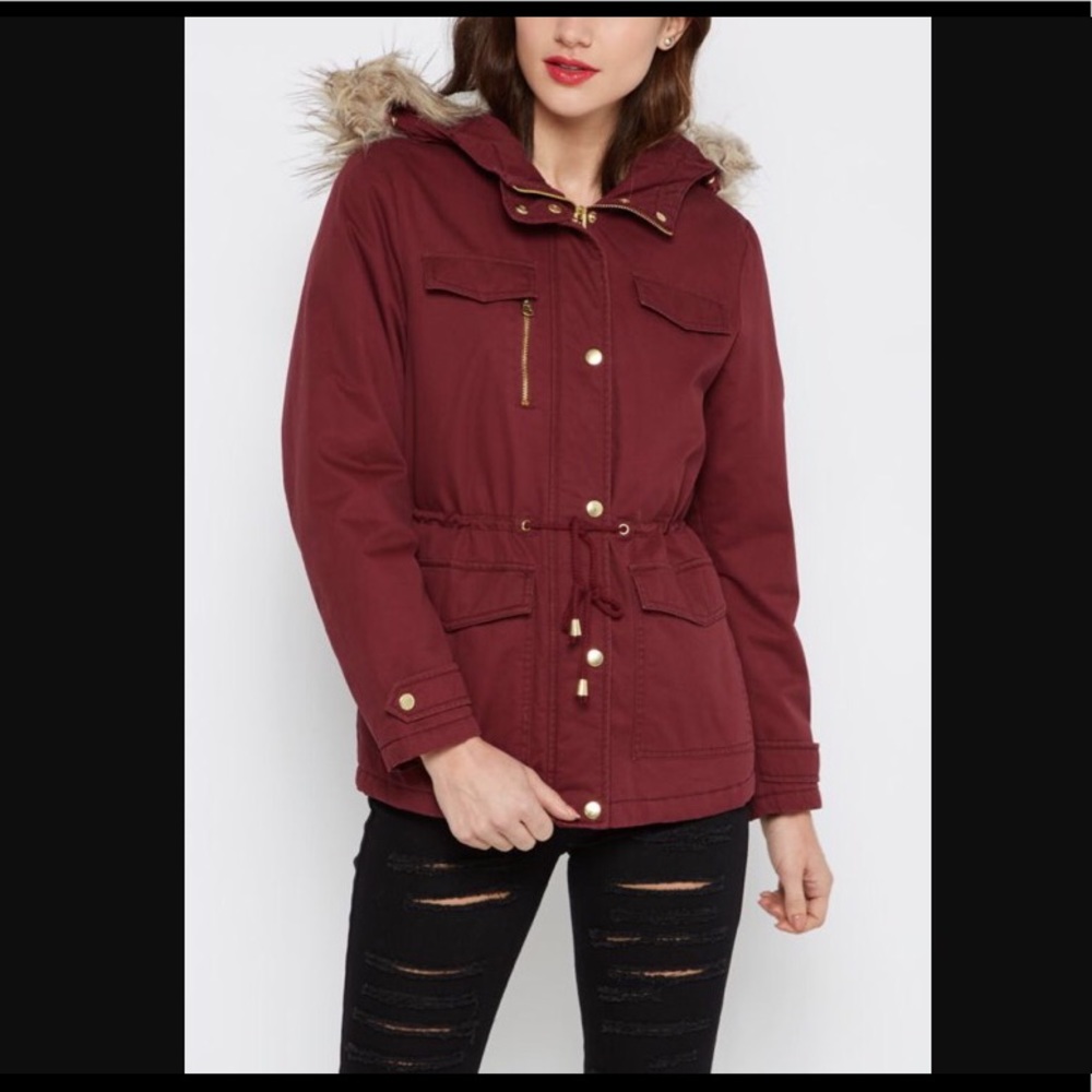 Faux fur parka jacket
