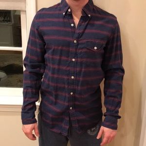 J.crew slim fit navy/red stripe flannel buttondown