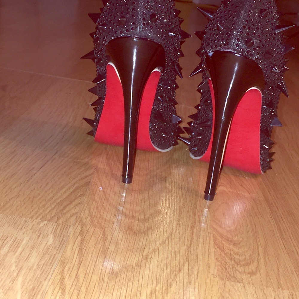 Black spike heels