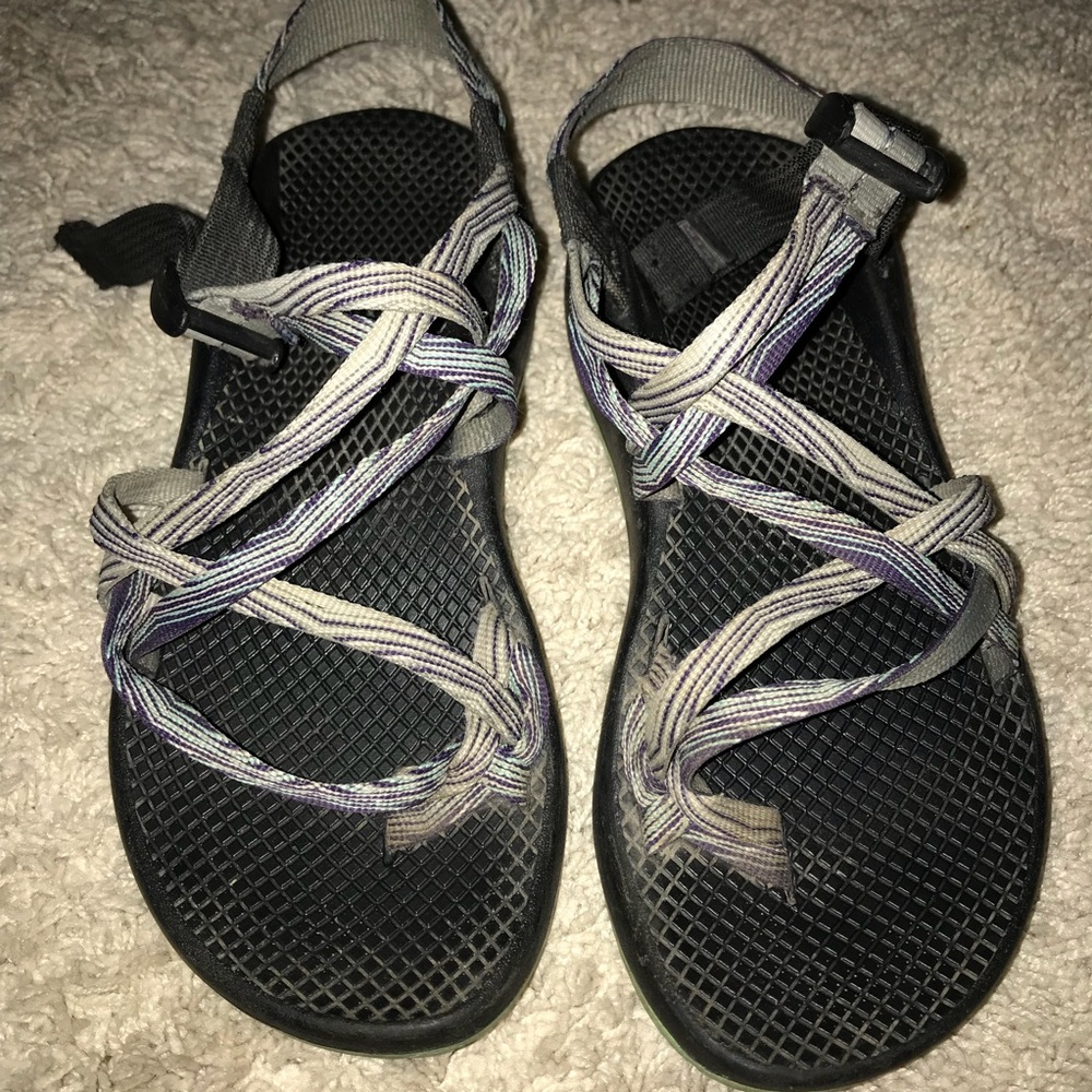 Chacos- Black, purple, and teal